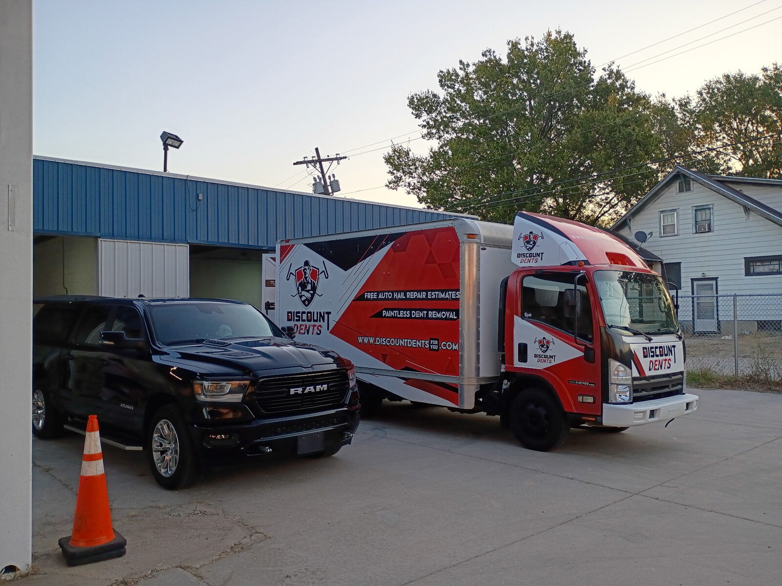 Discount Dents hail repair truck at the Emporia Kansas shop