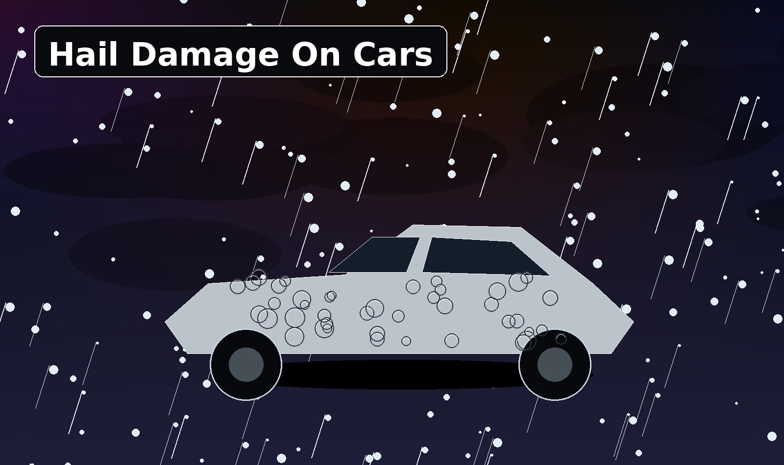 Hail damaged car with paintless dent repair and repair process guidance